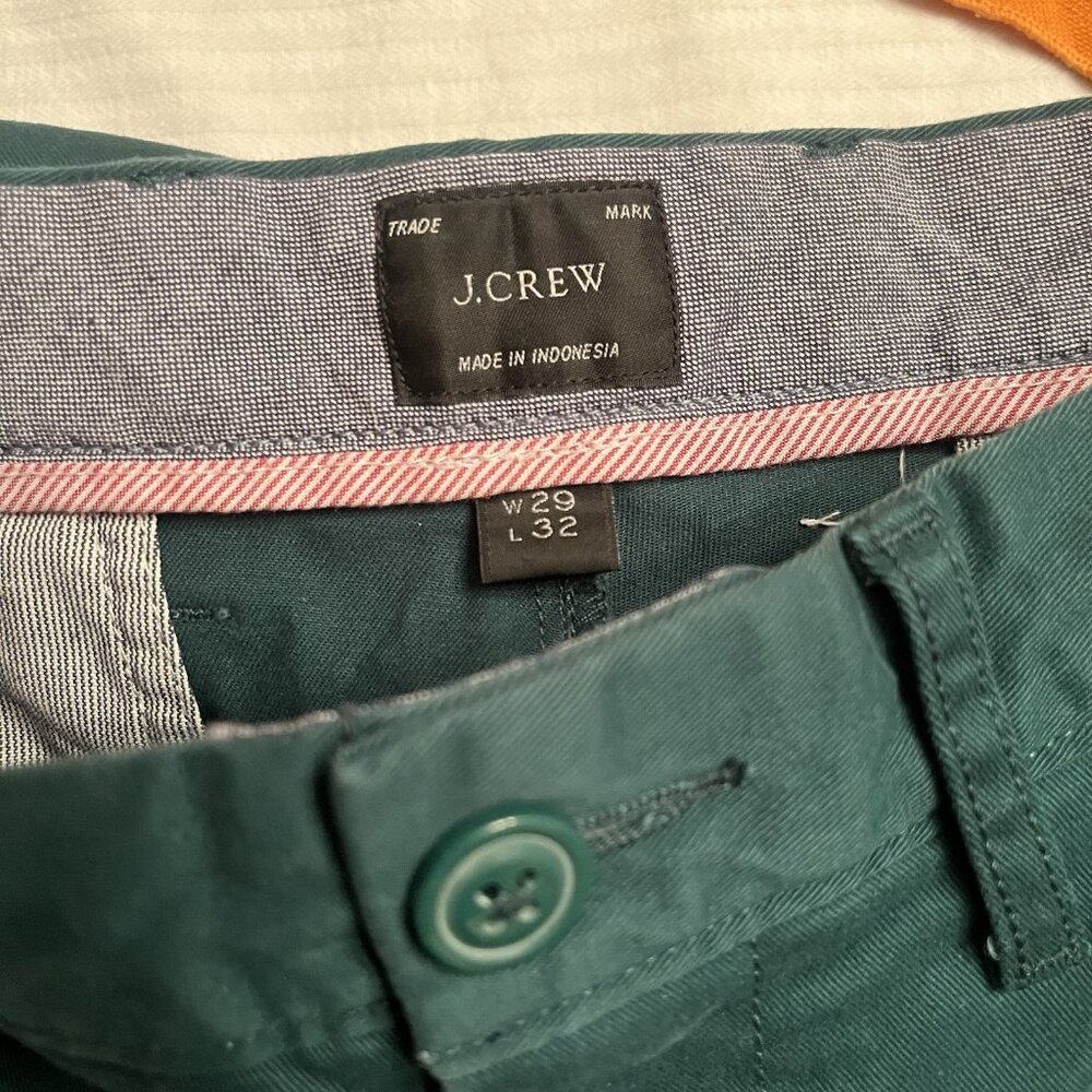 J Crew Pants 29x32 Green Chino 770 Straight Leg Holiday Slacks 97% Cotton - Picture 3 of 9